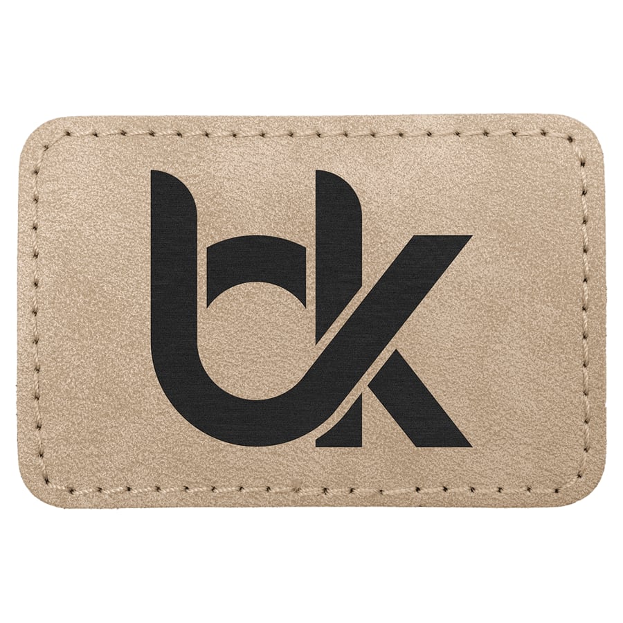 3" x 2" Light Tan Premier Laserable Leatherette Rectangle Patch with Kota Pro Adhesive - Creekside Collection