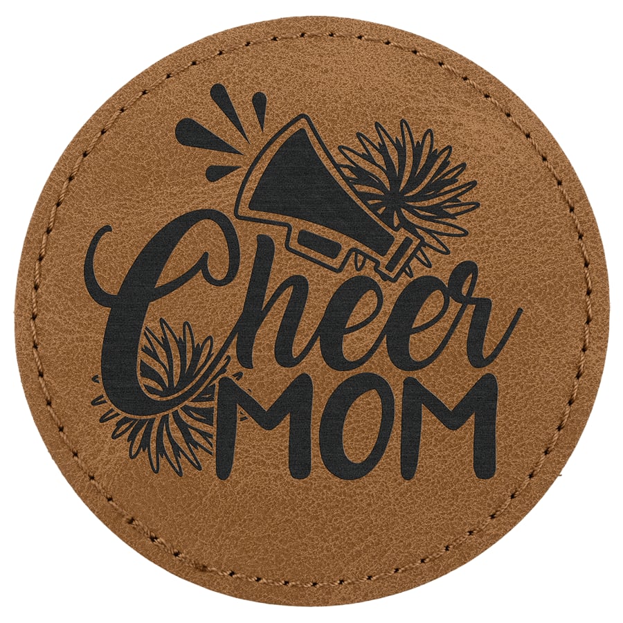 3" Medium Brown Premier Laserable Leatherette Round Patch with Kota Pro Adhesive - Creekside Collection