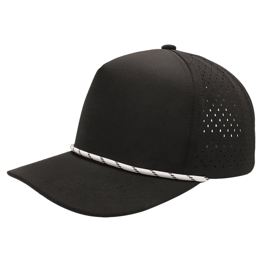 Black/Black with White Rope BrimCo 5-Panel Performance Hat