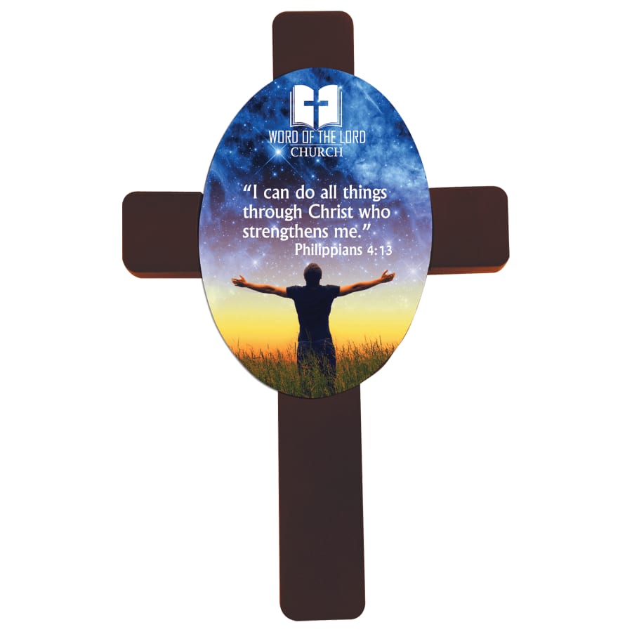 7" x 11" Unisub Mahogany Cross with Sublimatable MDF Oval Insert