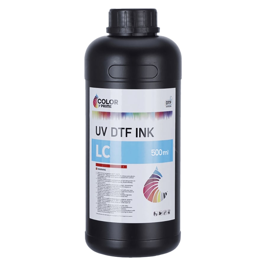 DTF Station Light Cyan Color Prime UV DTF Ink, Specialty Colors for Aries 124, 500 ml