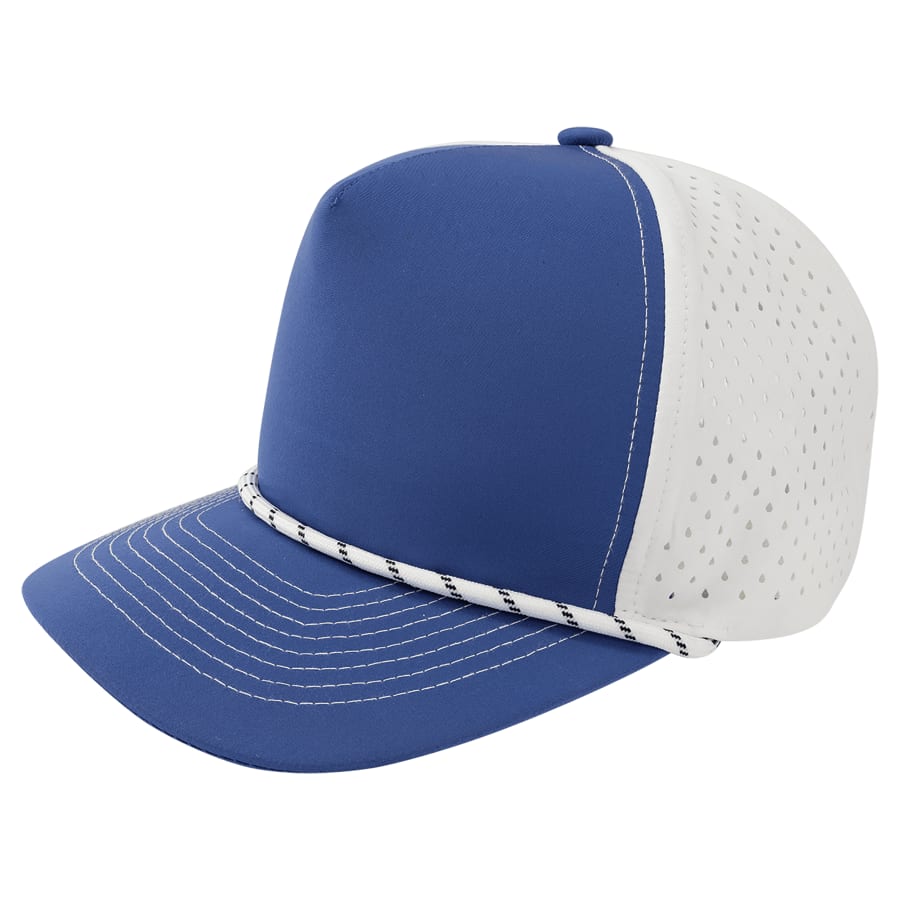 Royal Blue/White with White Rope BrimCo 5-Panel Performance Hat