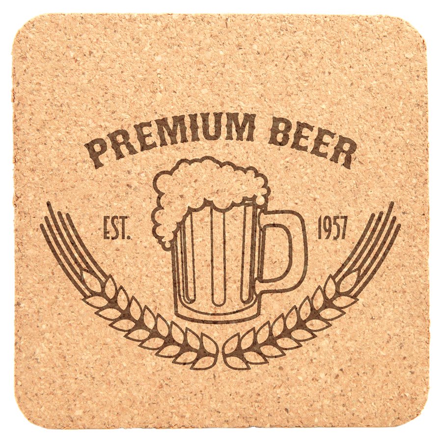 JDS CST42 4" x 4" Square Cork Coaster