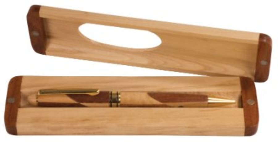 JDS CS205 6 3/4" x 1 7/8" Maple/Rosewood Finish Pen Case (Case only, pen not included)