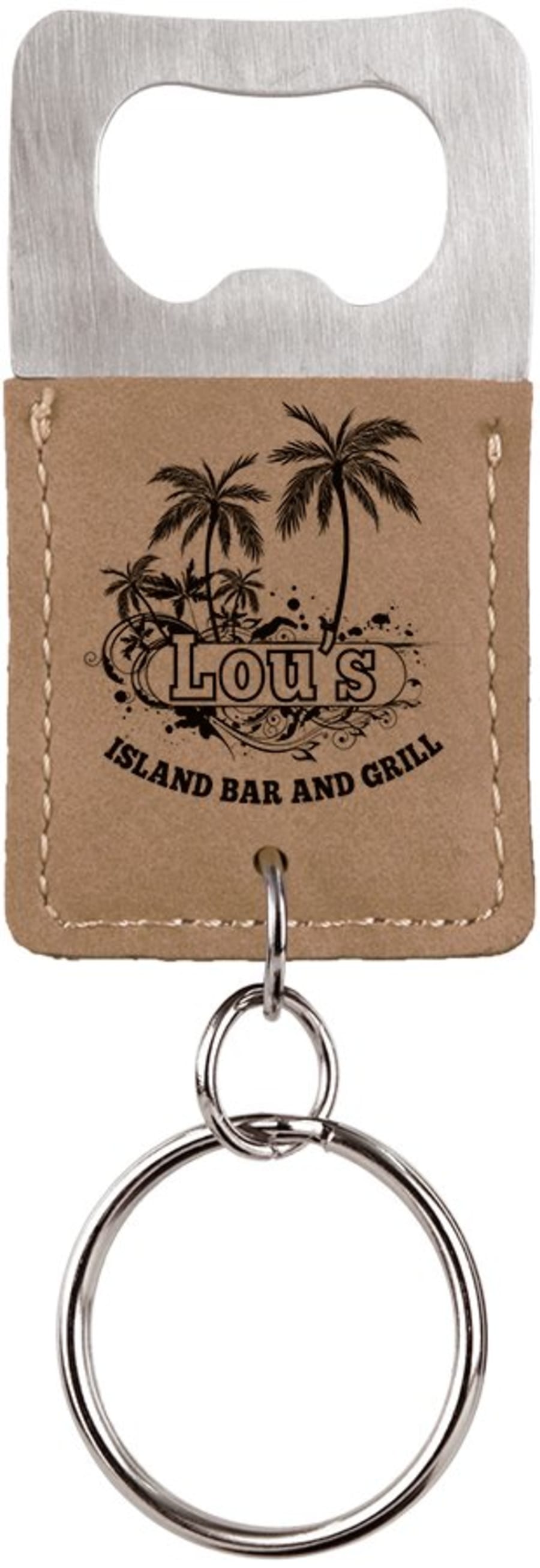 JDS GFT530–GFT818 Rectangle Laserable Leatherette Bottle Opener Keychain