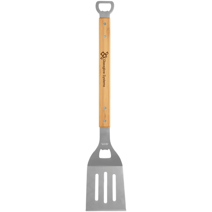 JDS BBQ14B 19 1/4" Bamboo Barbeque Spatula with Bottle Opener