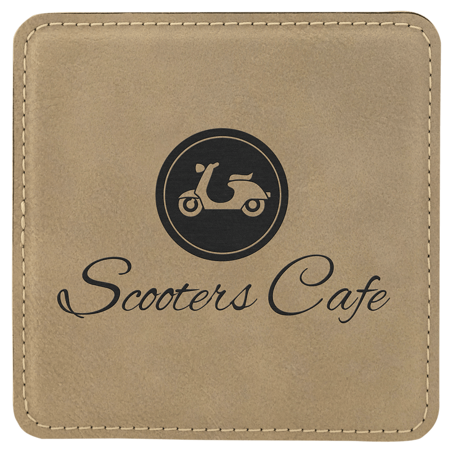 JDS GFT193–GFT1311 4" x 4" Square Laserable Leatherette Coaster