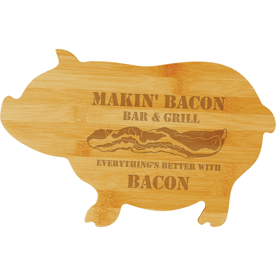 JDS GFT132 13 3/4" x 8 3/4" Bamboo Pig Shaped Cutting Board