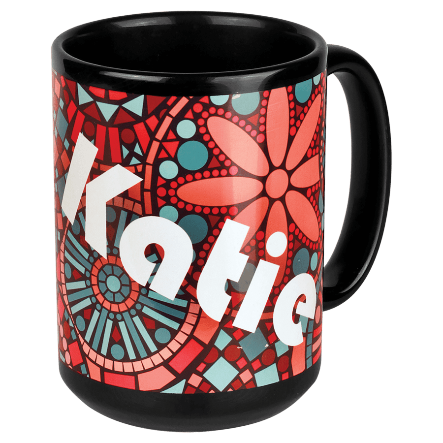 JDS SM15BKW 15 oz. Black/White Sublimatable Ceramic Banner Mug