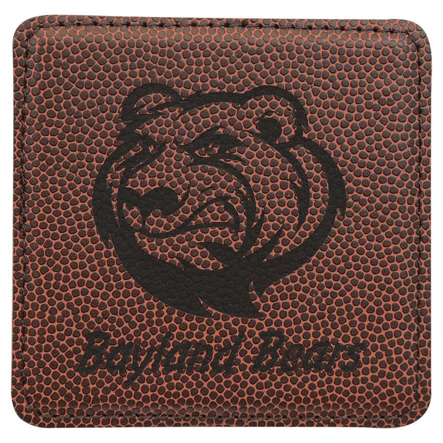 JDS GFT1312 4" x 4" Square Football Laserable Leatherette Coaster
