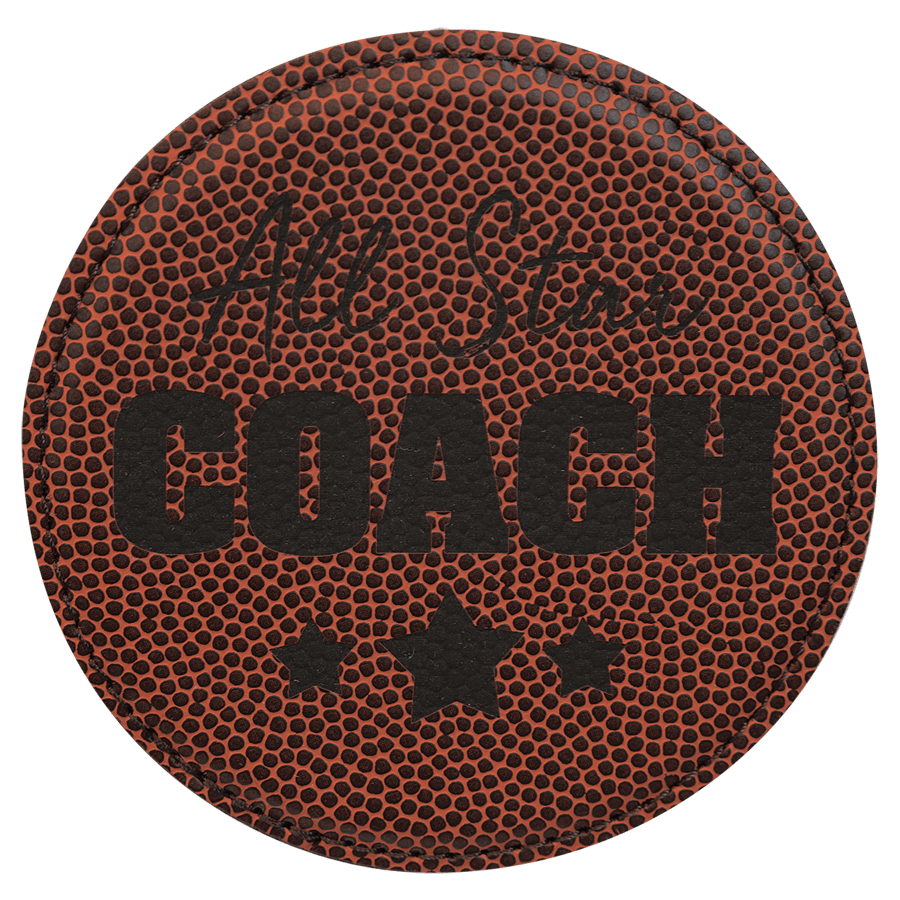 JDS GFT1317 4" Round Football Laserable Leatherette Coaster