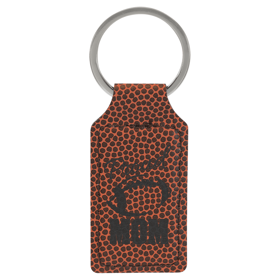 JDS GFT2382 2 3/4" x 1 1/4" Football Laserable Leatherette Rectangle Keychain