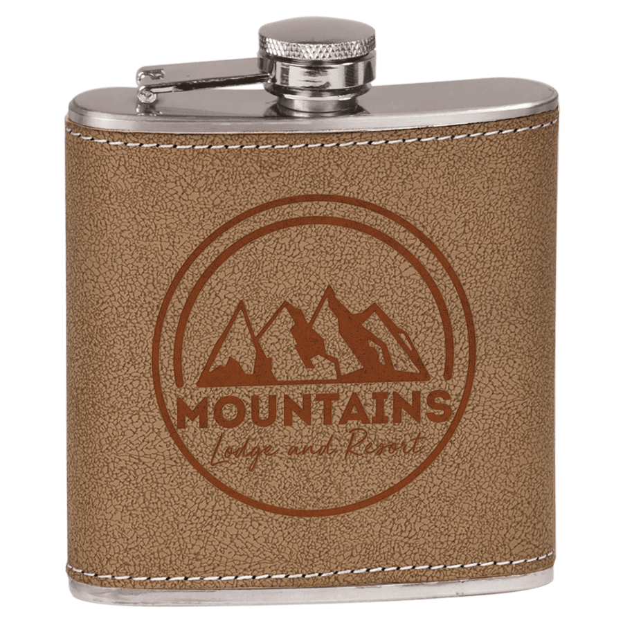 JDS FSK605 6 oz. Leather Laserable Stainless Steel Flask