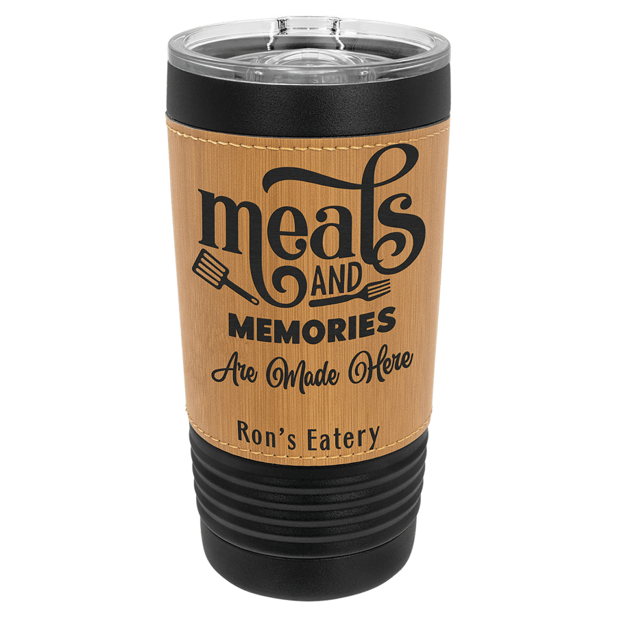 Polar Camel LTM5255 Polar Camel 20 oz. Black with Bamboo Leatherette Tumbler with Slider Lid