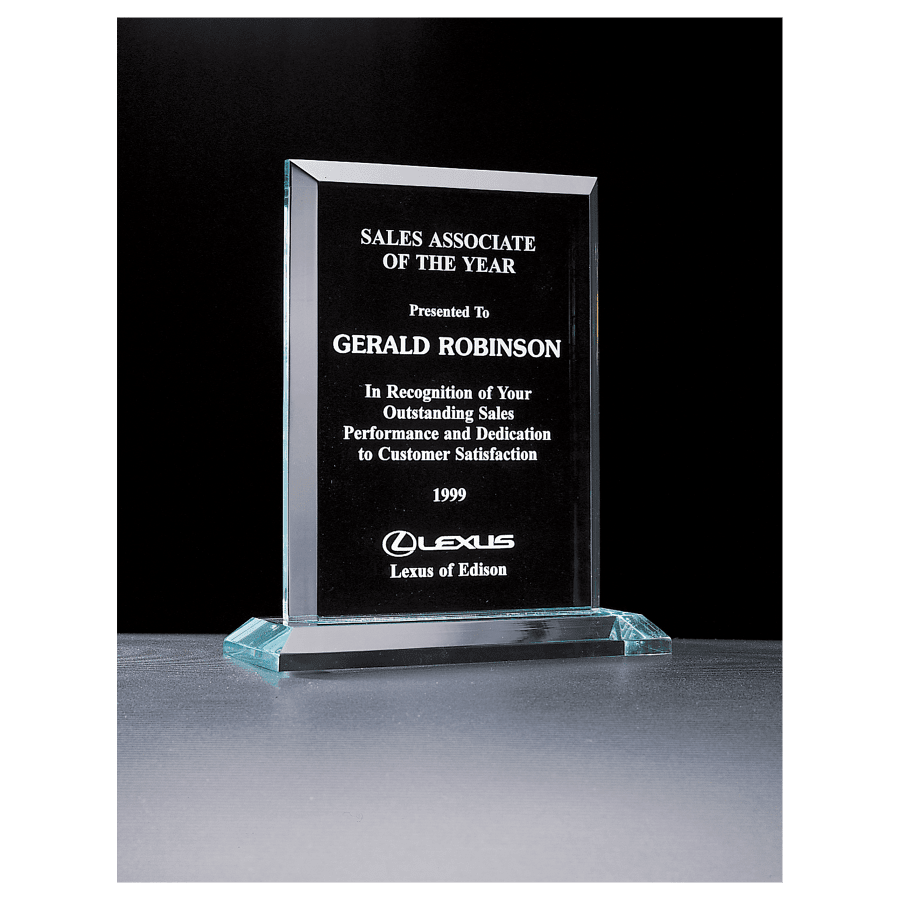 JDS A5468 8" x 9 1/4" Apex Series Jade Acrylic Award