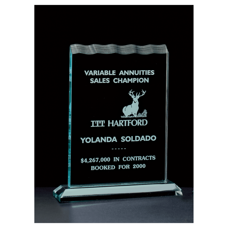JDS A6424 5 1/2" x 7 1/4" Tidal Series Jade Acrylic Award