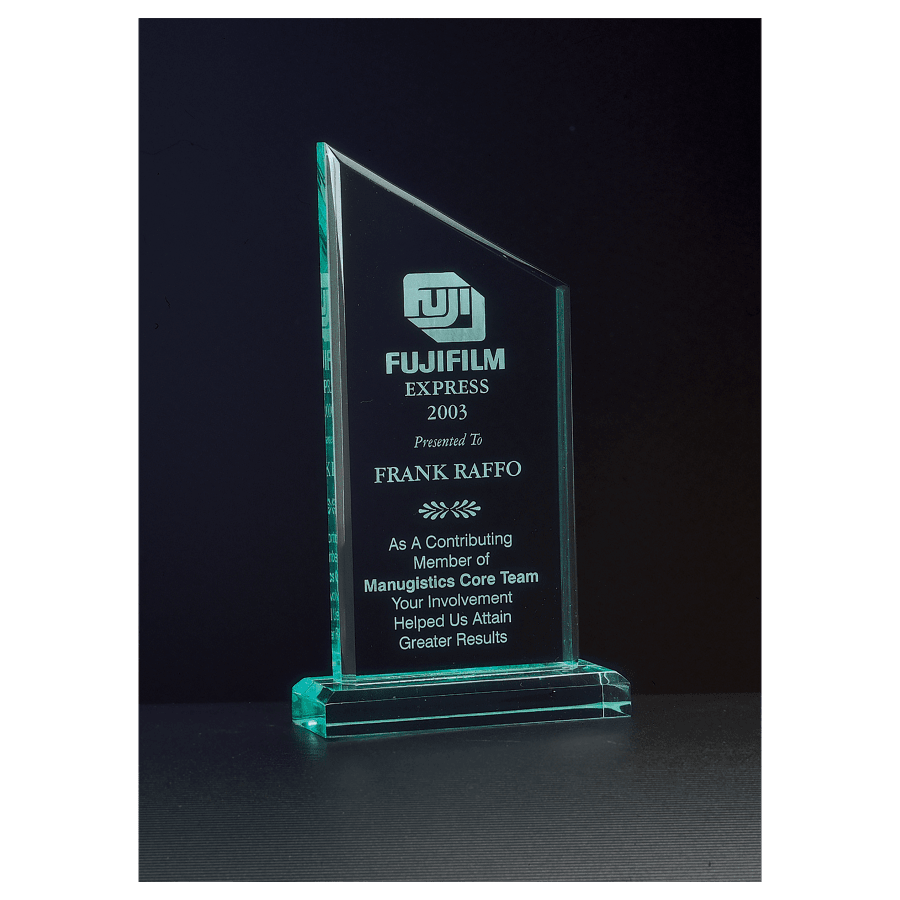 JDS A6532 4 3/4" x 8 3/4" Zenith Series Jade Acrylic Award