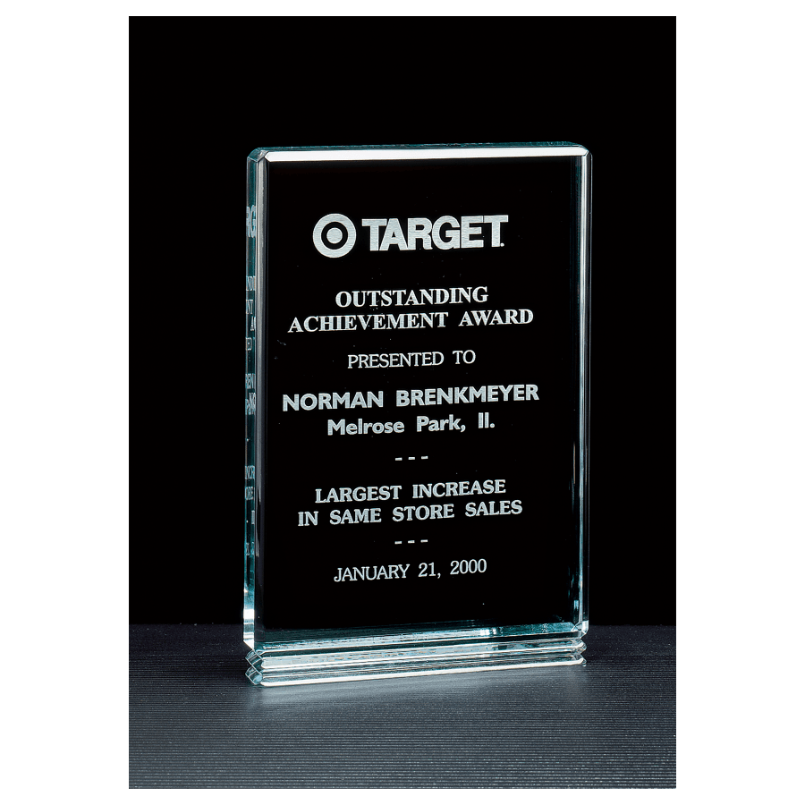 JDS A6418 5" x 7 1/2" Classic Series Jade Acrylic Free Standing Award