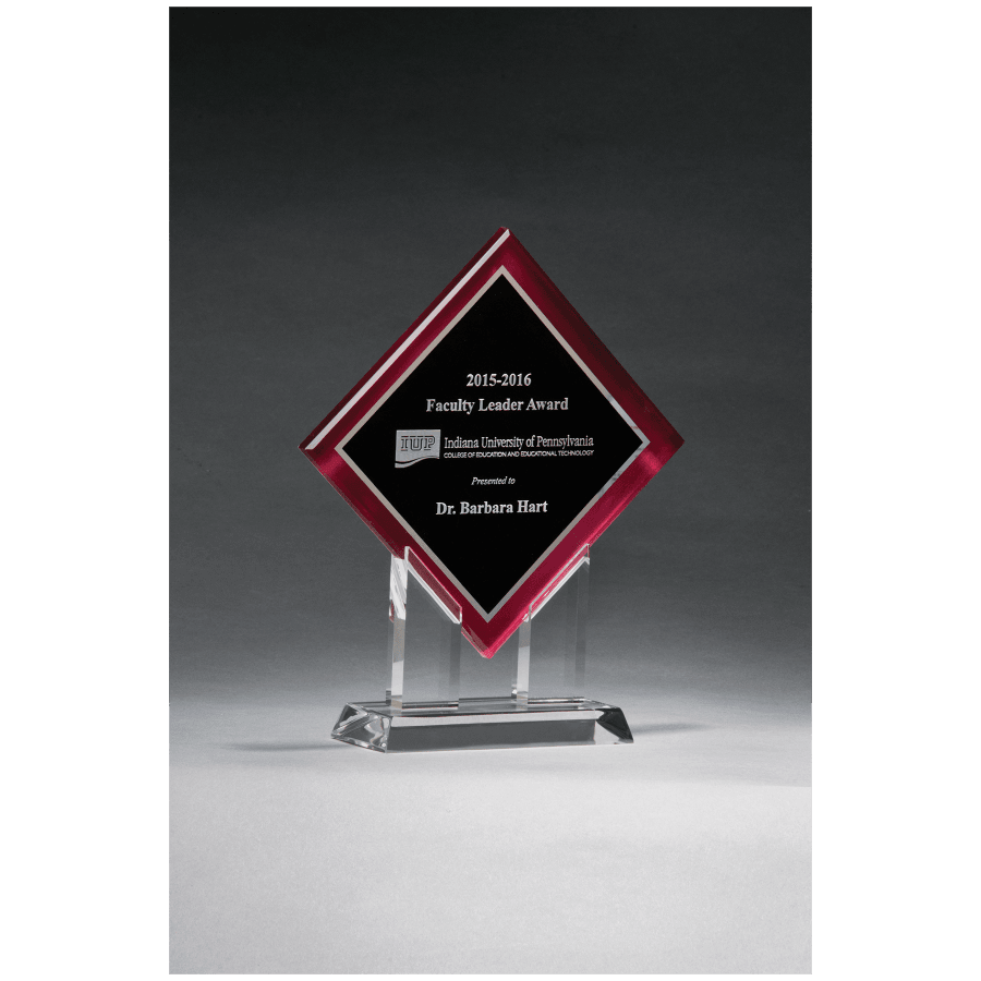 JDS A6989 8 1/2" x 10" Diamond Series Acrylic w/Printed Red Border, Silver Mirror Highlights
