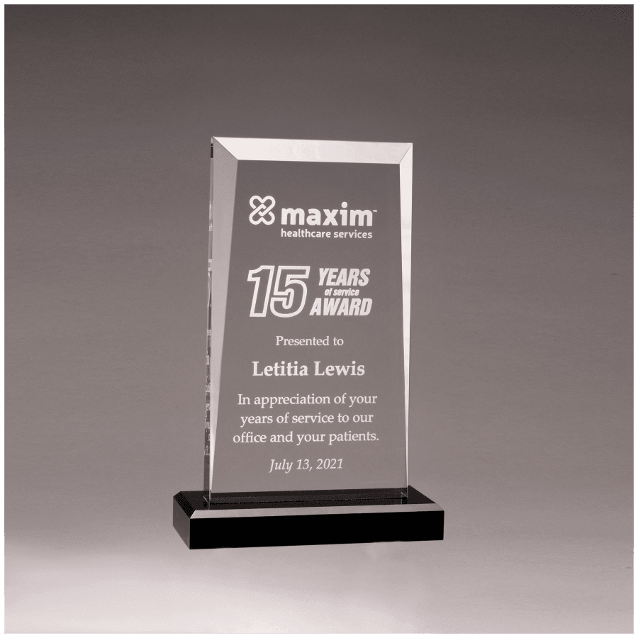 JDS A7190 5" x 7 3/4" Apex Series Clear Acrylic Award with Black Base