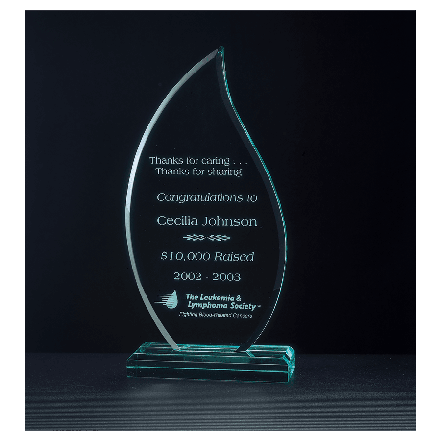 JDS A6535 4 1/4" x 8 3/4" Flame Series Jade Acrylic Award