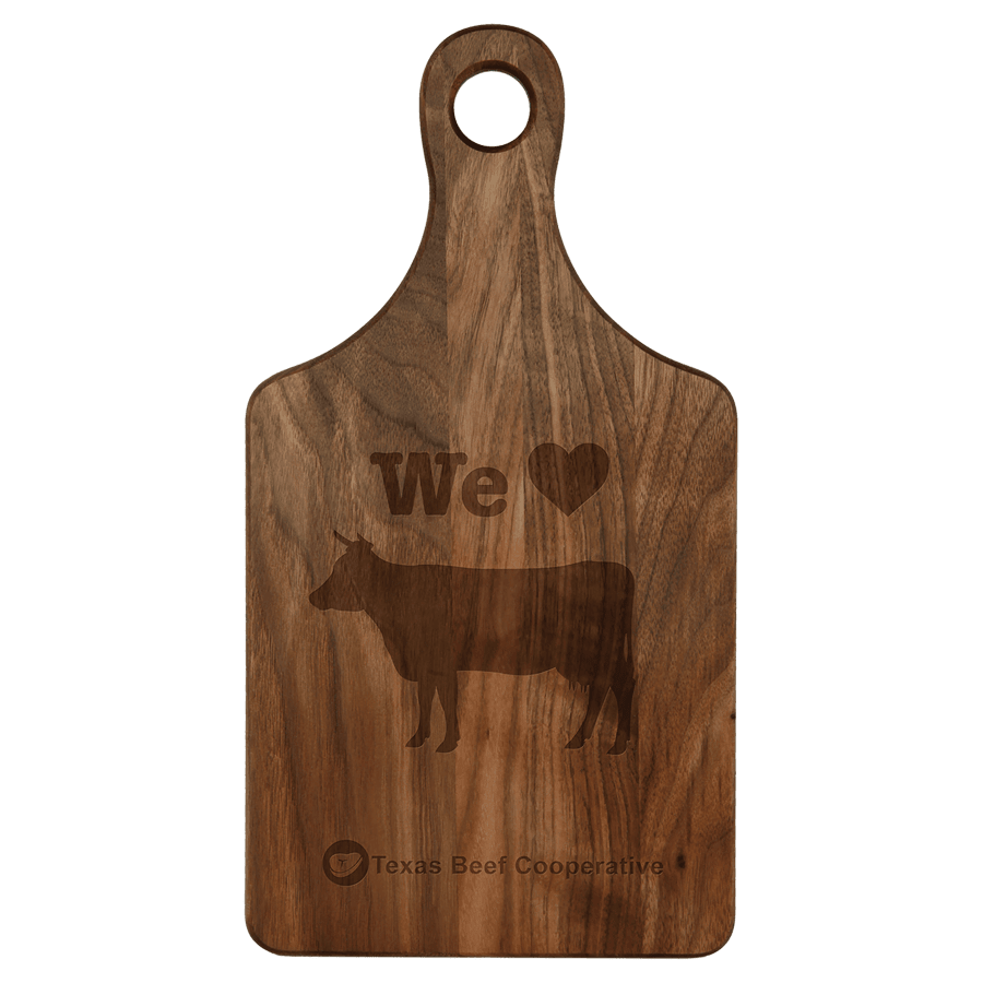 JDS GFT167 13 1/2" x 7" Walnut Paddle Shape Cutting Board