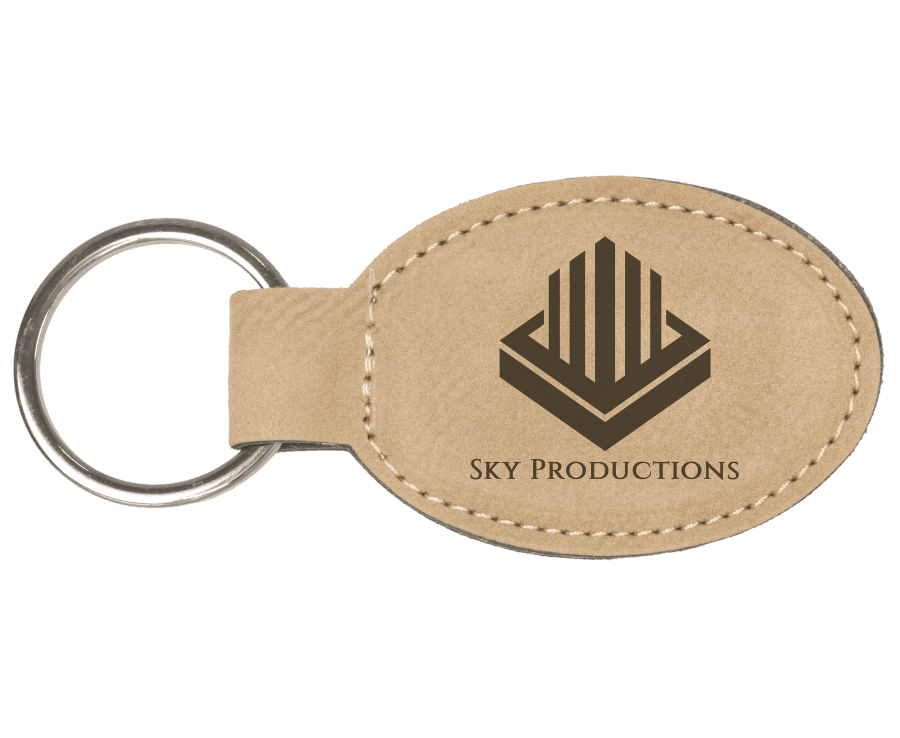 JDS GFT175–GFT2371 3" x 1 3/4" Laserable Leatherette Oval Keychain