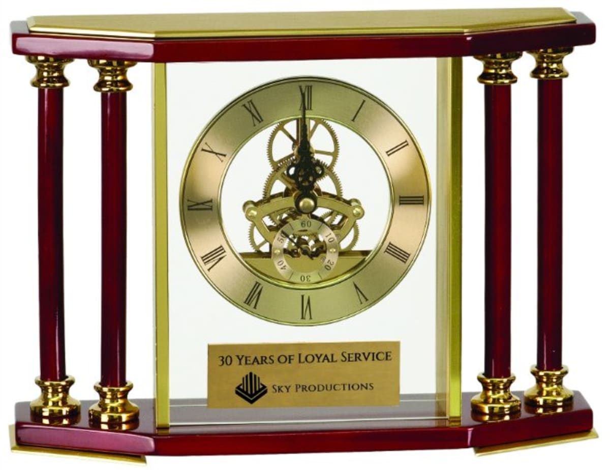 Custom Executive 4-Pillar & Rosewood Piano Finish Clock (7 1/4