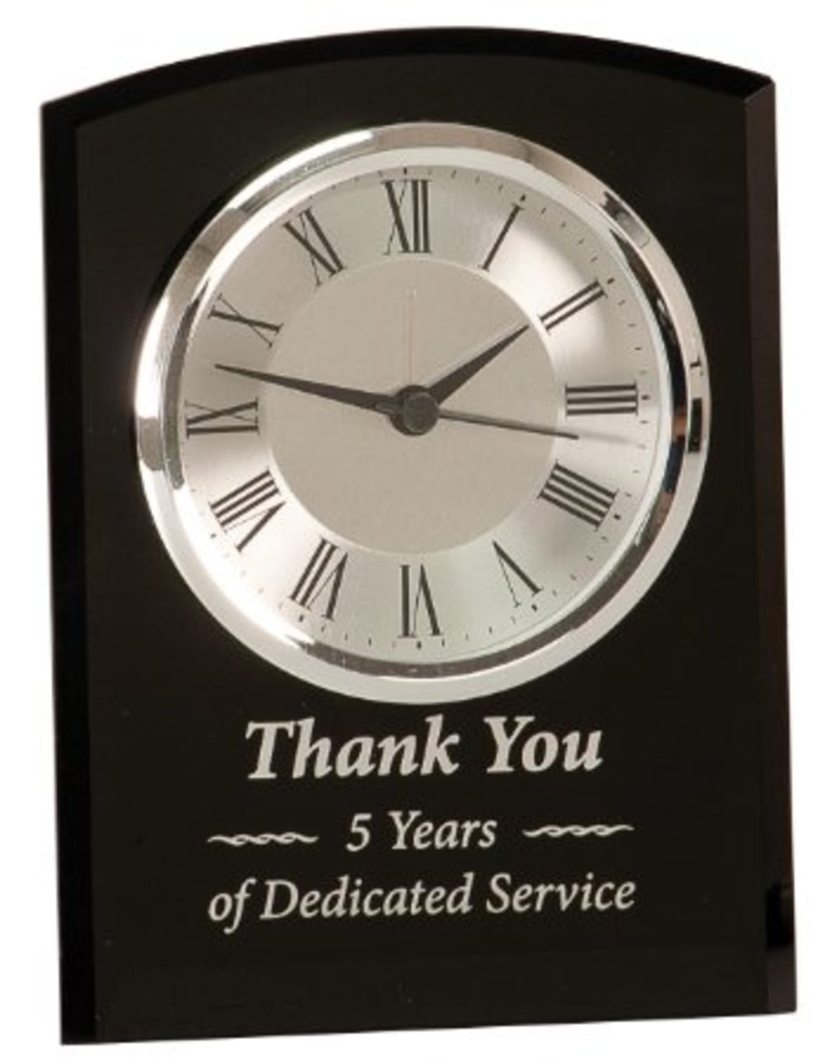 Custom Black Glass Arch Clock, Self-Standing (6