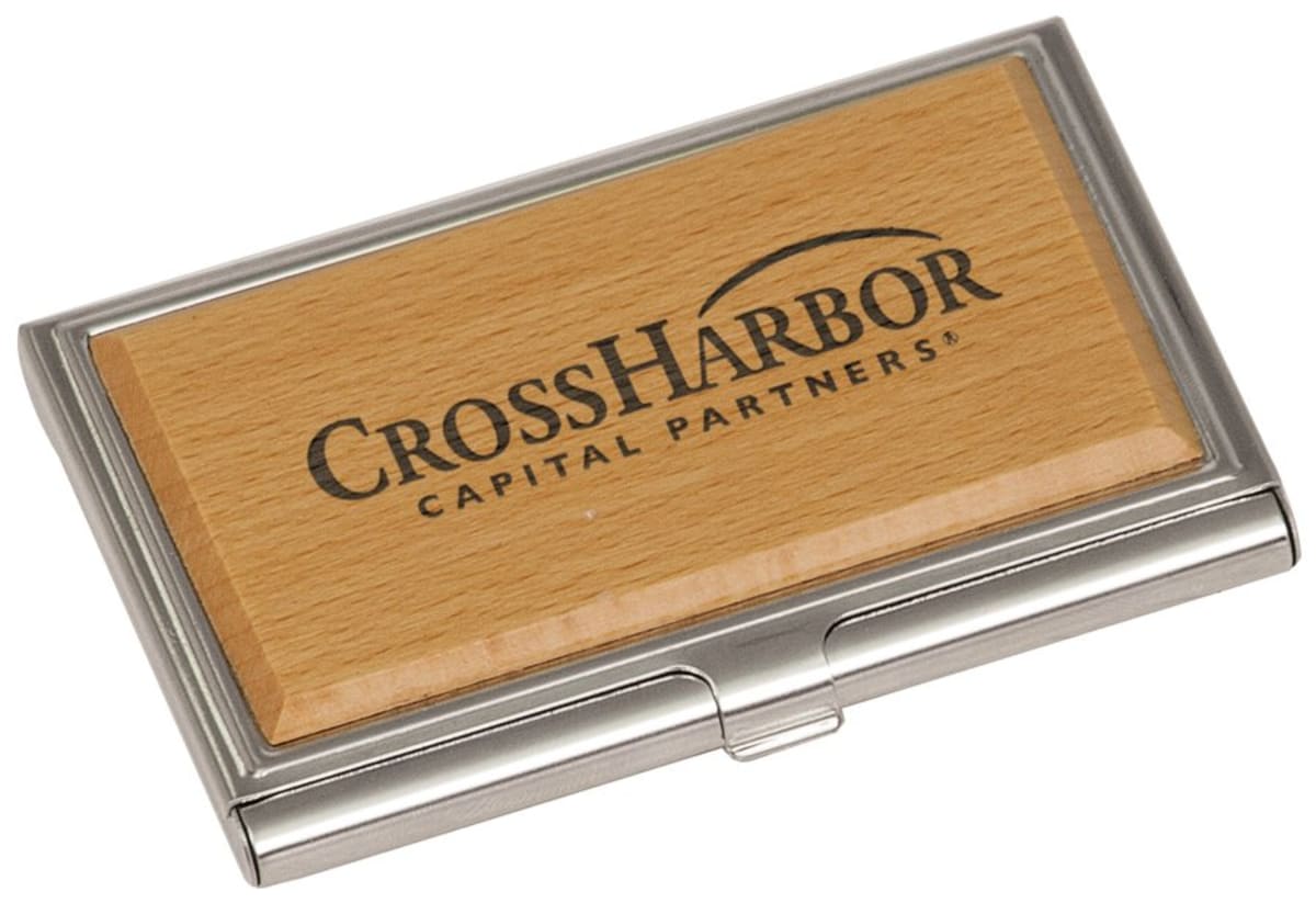 Custom Metal/Wood Business Card Holder (3 3/4