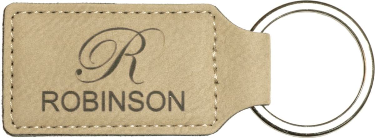Custom Laserable Leatherette Rectangle Keychain (2 3/4