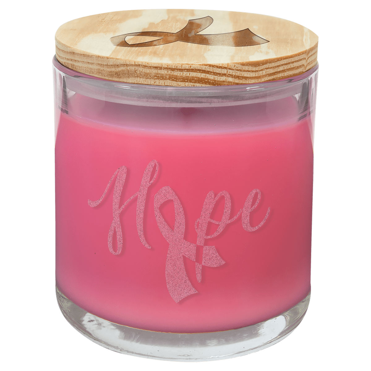 Custom Peony Rose Candle in a Glass Holder with Wood Lid (14 oz) — Laser Engraved | Personalized — product photo