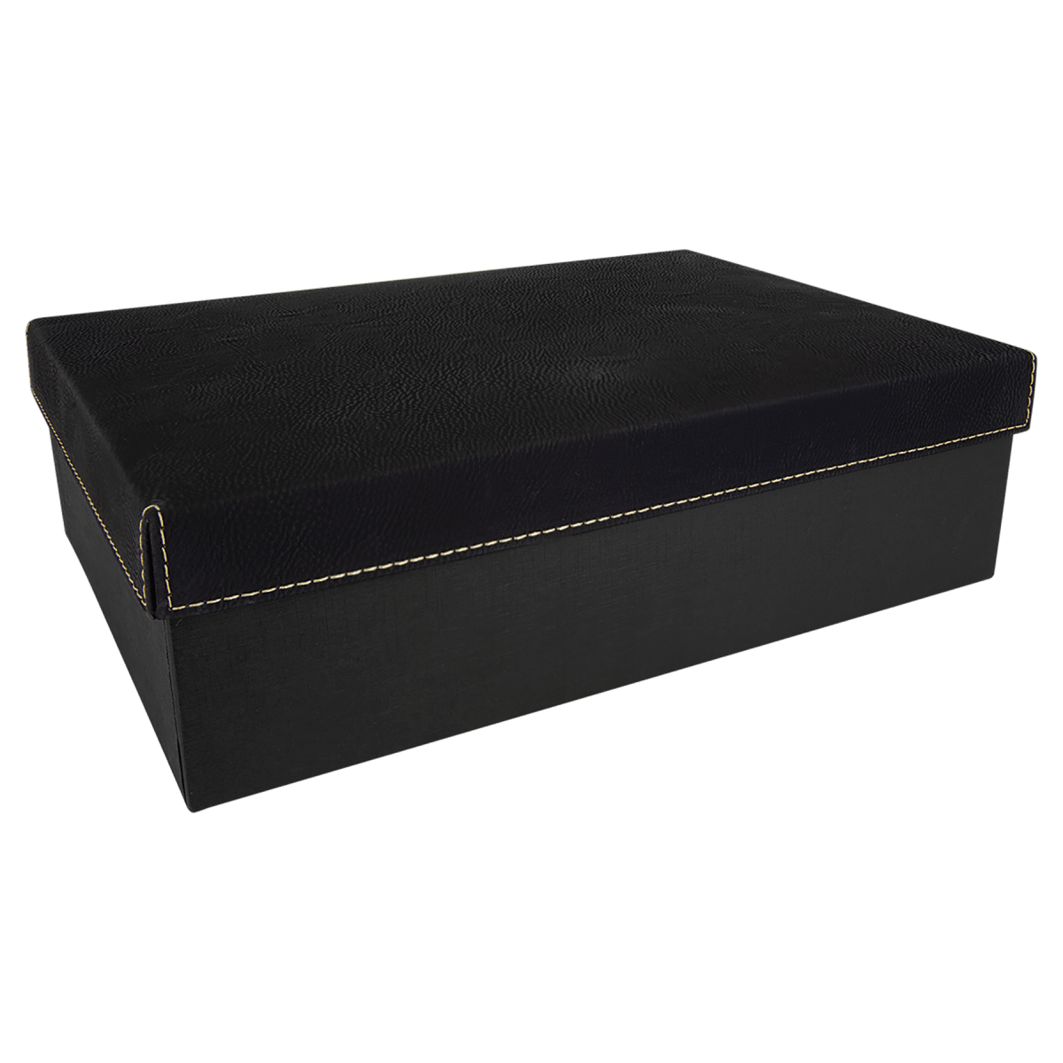 Custom Black/Gold Gift Box with Laserable Leatherette Lid (12