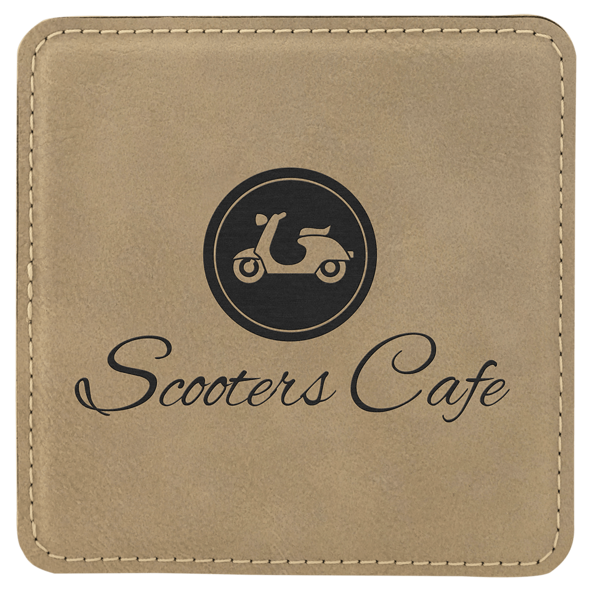 Custom Square Laserable Leatherette Coaster (4