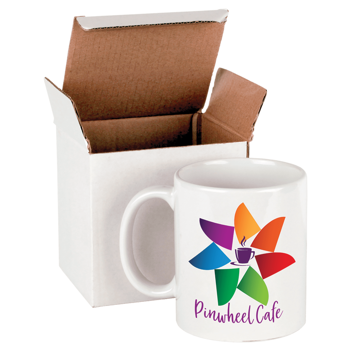 Custom White Sublimatable Ceramic Mug with White Box (11 oz) — Branded | Laser Engraved — product photo