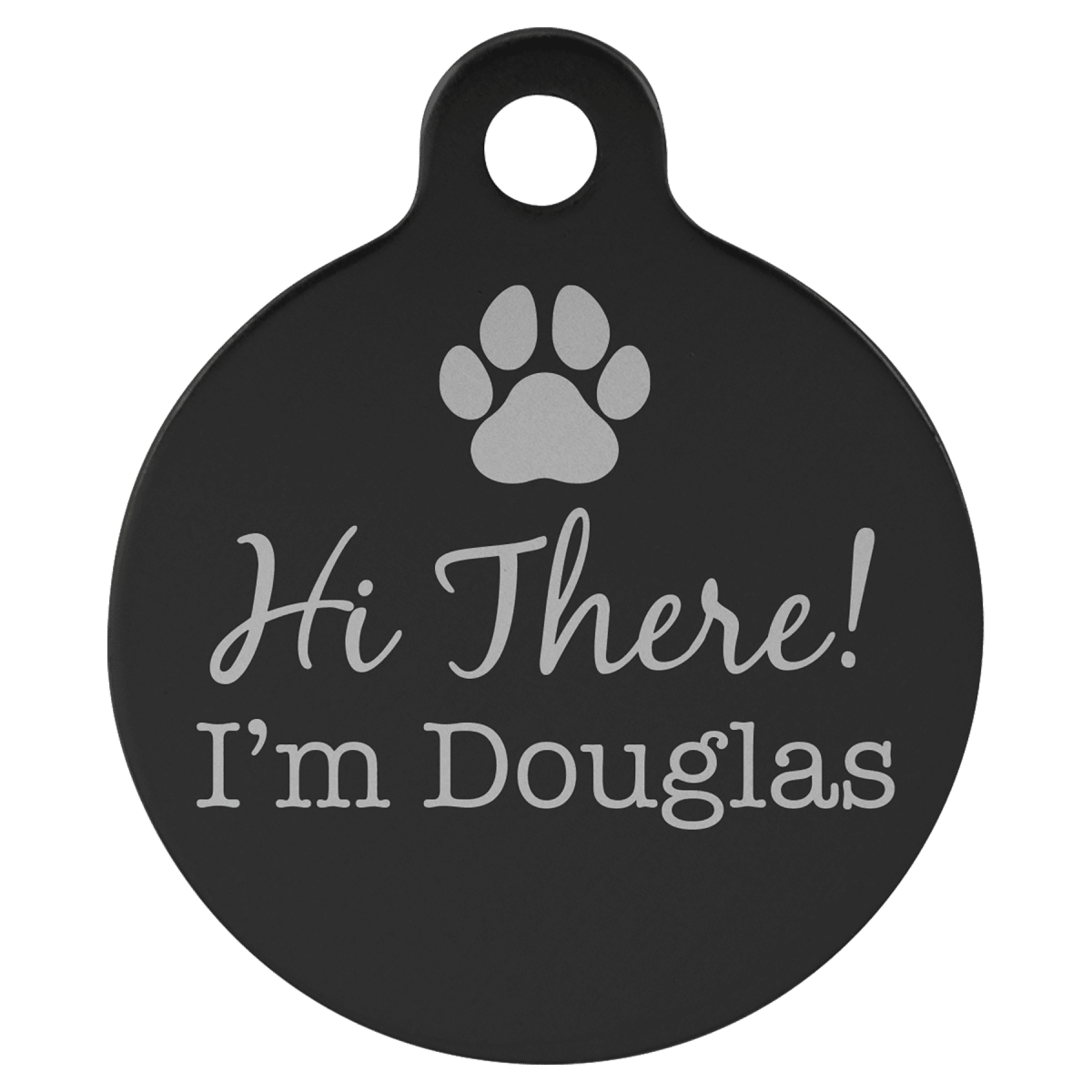 Custom Laserable Anodized Aluminum Round Pet Tag with Tab (1 1/4