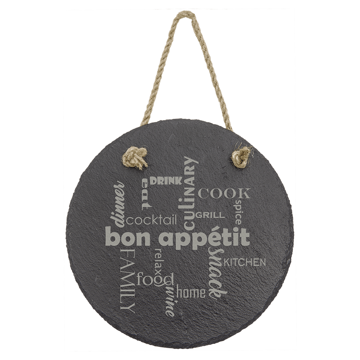 Custom Round Slate Decor with Hanger String (7