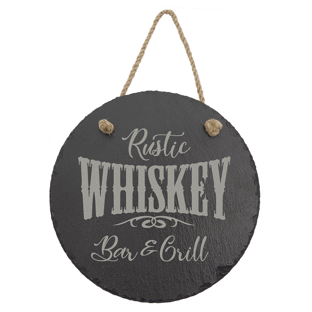 Custom Round Slate Decor with Hanger String (7 3/4