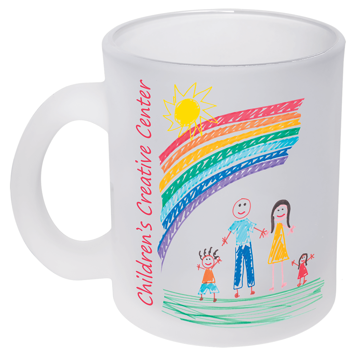 Custom Sublimatable Frosted Glass Mug with Handle (10 oz) — Branded | Laser Engraved — product photo