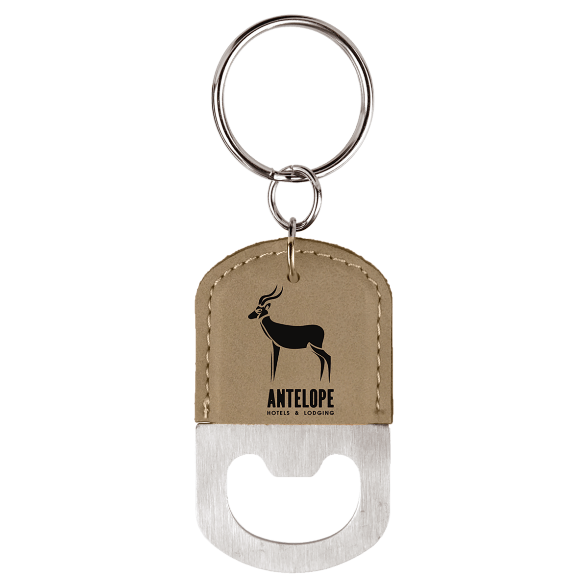 Oval Laserable Leatherette Bottle Opener Keychain — Custom Engraved Keychain | Personalized — product photo
