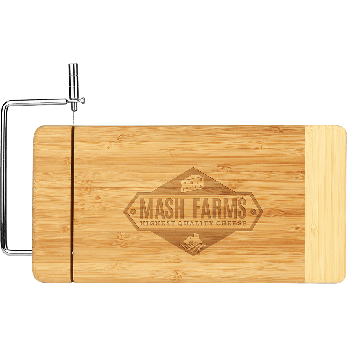 Custom Bamboo Rectangle Cutting Board with Metal Cheese Cutter (12