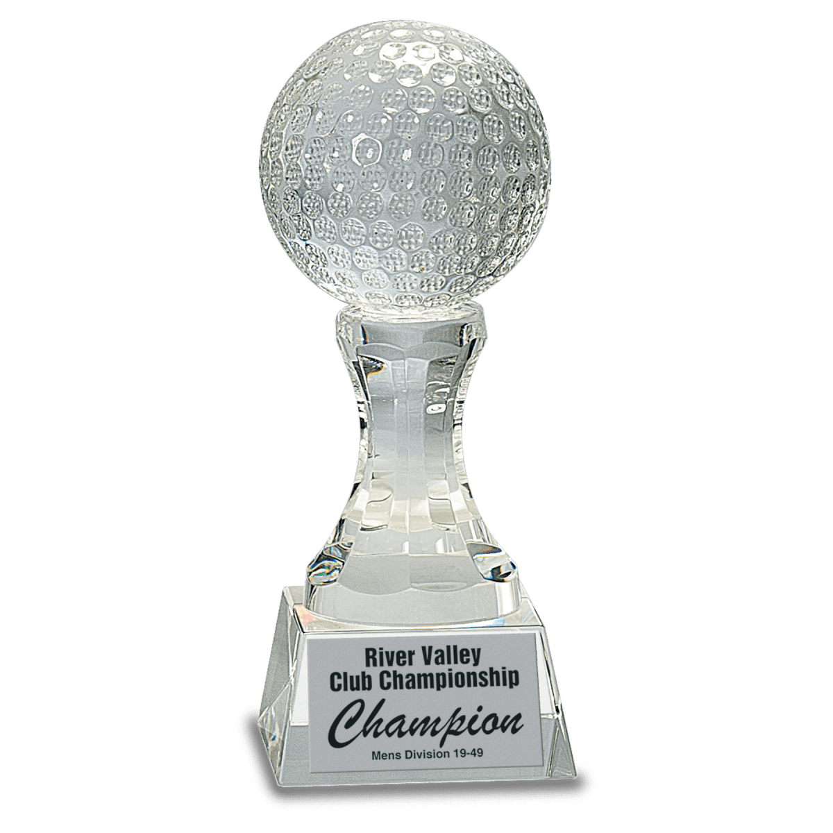 Custom Crystal Golf Ball on Clear Pedestal Base (7 3/4