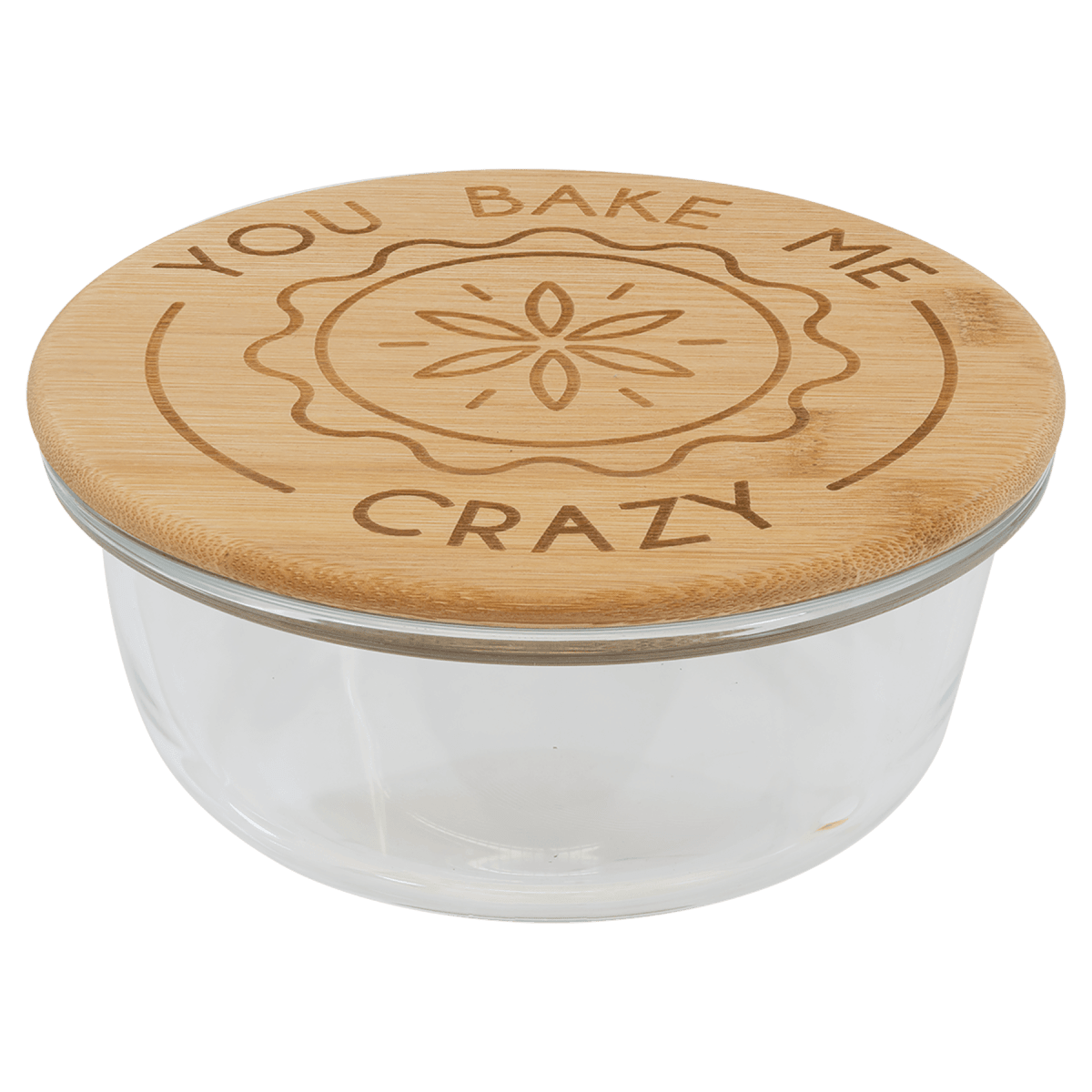 Custom Round Glass Container with Bamboo Lid (21 oz) — Laser Engraved | Personalized — product photo