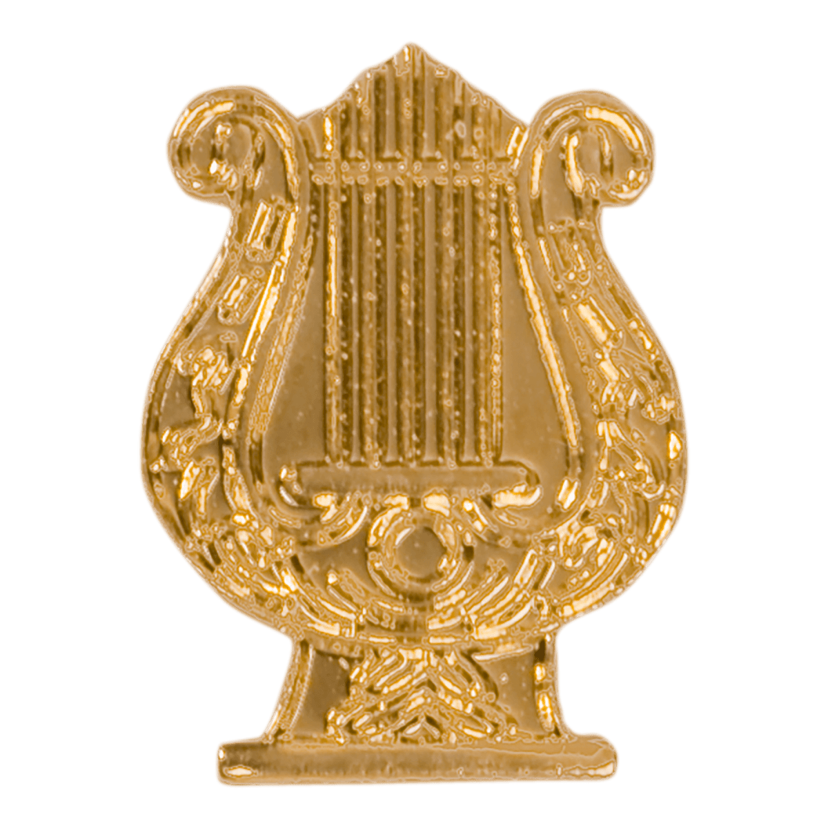 Gold Music Lyre Metal Chenille Letter Insignia — Custom Branded Pin | Bright Gold Finish — product photo