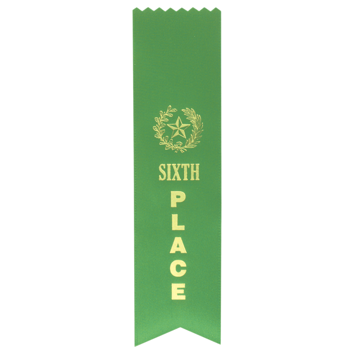 Green 6th Place Pinked Top Ribbon — Award Ribbon | Events & Ceremonies — product photo