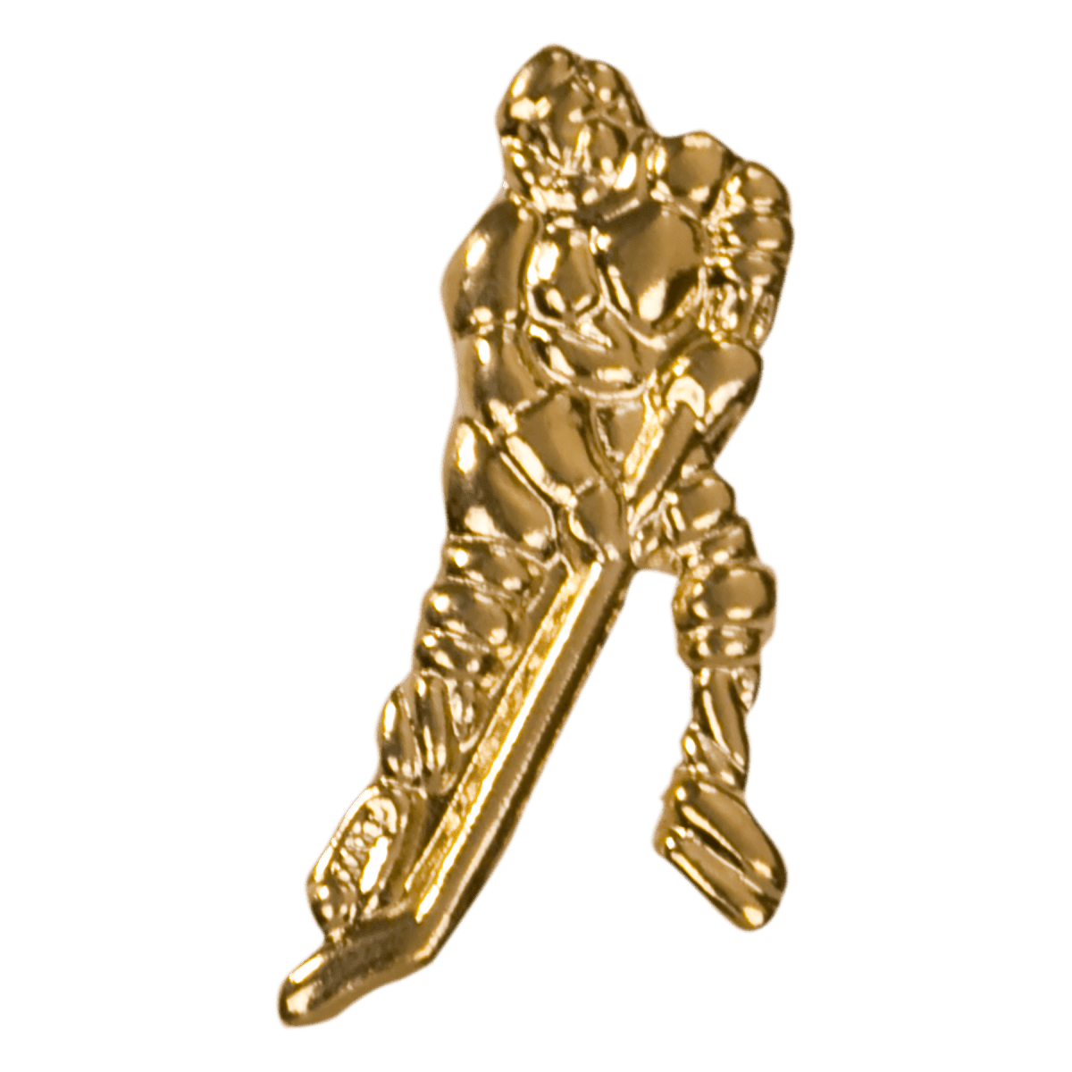 Gold Ice Hockey Metal Chenille Letter Insignia — Custom Branded Pin | Bright Gold Finish — product photo