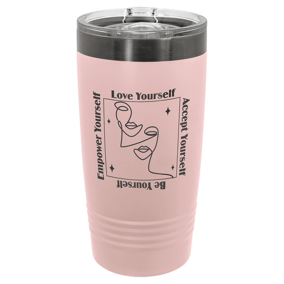 Polar Camel 20 oz. Blush/Ghost Black ION-Plated Ringneck Tumbler with Slider Lid — Custom Engraved | UV Print Available — product photo