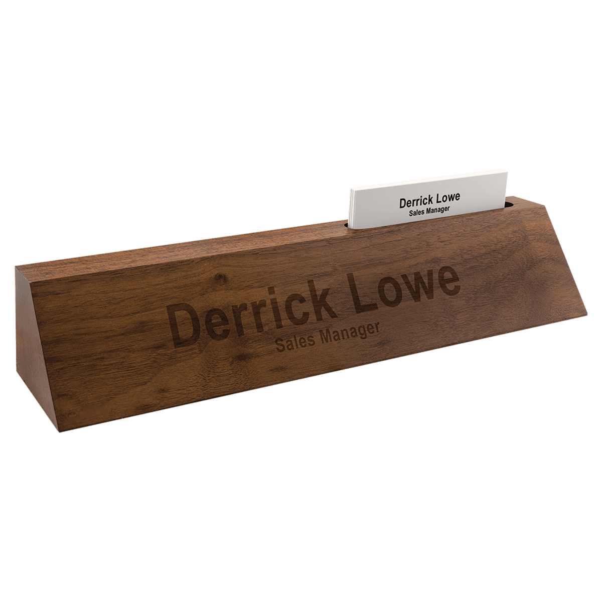 Custom Genuine Walnut Desk Wedge with Business Card Holder (10