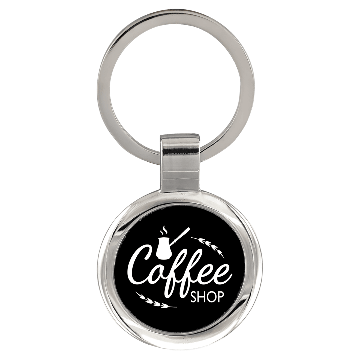 Custom Black Laserable Round Keychain (2 1/2