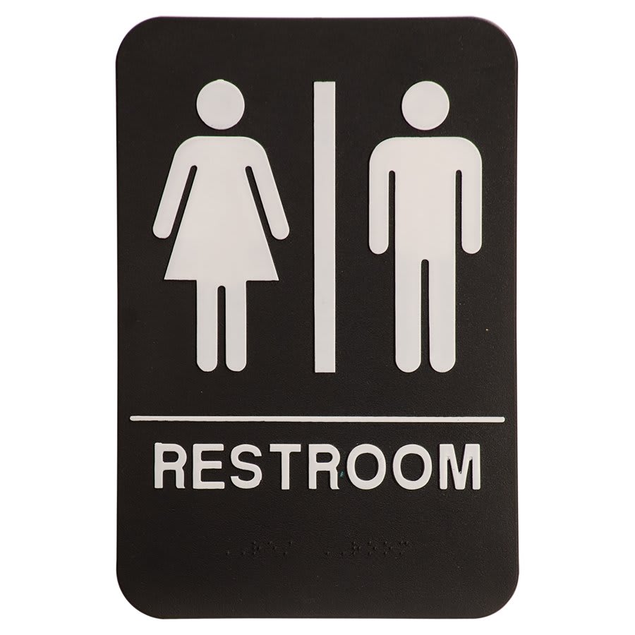 Kota Pro ADA 6" x 9" Black/White Unisex Accessible Restroom Sign